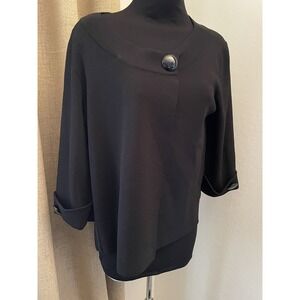 Anne Klein Black Sweater Big Buttons Cropped Jacket Sweater Size M